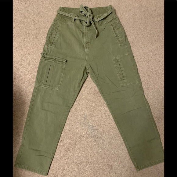 Zara light khaki tie waist jeans - Picture 2 of 5